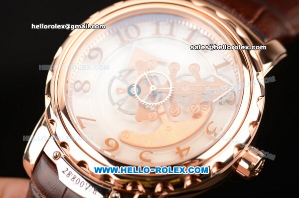 Ulysse Nardin Freak Asia ST22 Automatic Rose Gold Case with White Dial Numeral Markers and Brown Leather Strap - 7750 Coating - Click Image to Close